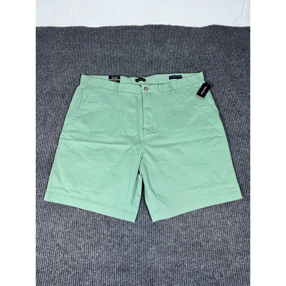 Nautica Deck Short Mens Size 42 Chino Stretch Flat Front Classic Fit Green Golf